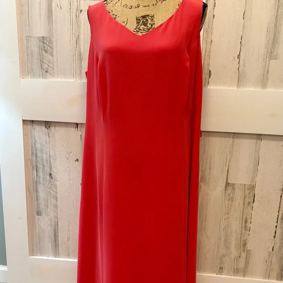 DANNY & NICOLE DRESS DEEP CORAL 16 W - Picture 2 of 9